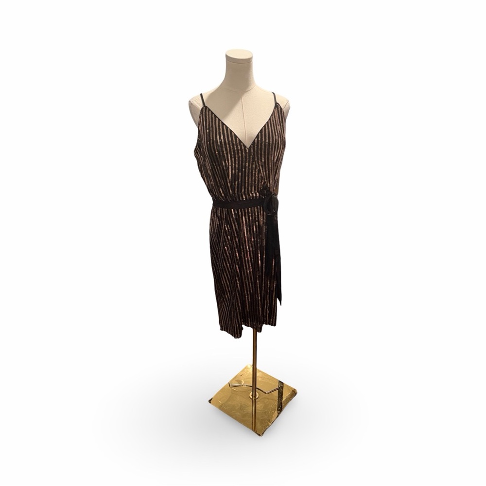 Eliza JBlack and Gold Striped Midi Dress